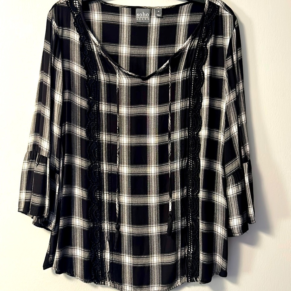 New York and Comp - SOHO - Black/White Stylish Dress Shirt - GREAT Condition!
